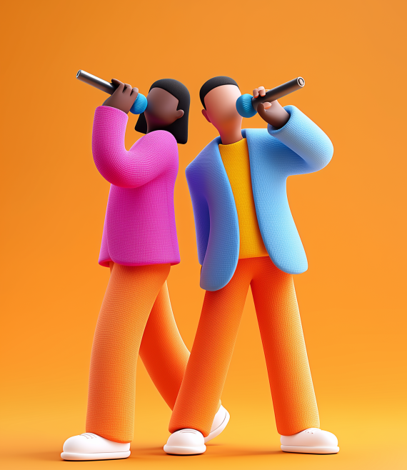 u7138583833_3d_icon_of_two_people_singing_colorful_3d_--ar_23_-_00b93fcf-4a60-4d11-9556-2b04c4f3d91a